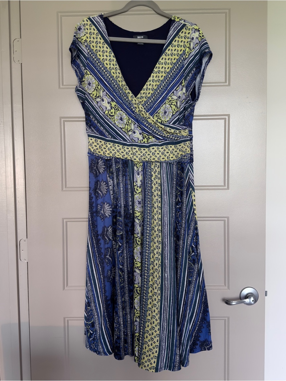 Tamera Wrap Dress by Maeve for Anthropologie XL Blue Motif - Picture 2 of 11